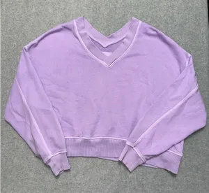 Aerie Women's Purple Oversized V-Neck Sweatshirt Size Medium thumbnail 1