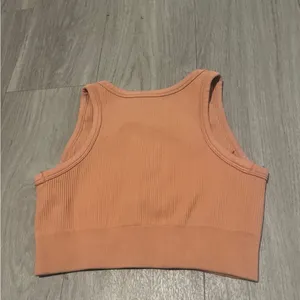 Peach Ribbed Sports Bra Orange thumbnail 2