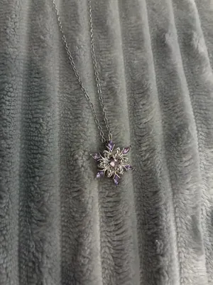 Snowflake Necklace Sterling Silver Purple Snowflake Pendant Necklace Crystals Winter Snow Flower Christmas Chain Necklace Romantic Jewelry Gifts for Women Girlfriend Birthday thumbnail 2