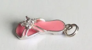 925 Sterling Silver Pink Flip Flop Pendant Charm thumbnail 3