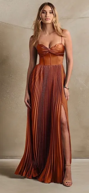 Azazie Rust Colored Dress thumbnail 1