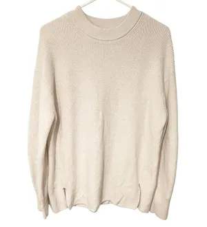 Lululemon Size 8 Cream Merino Wool-Blend Ribbed Crewneck Sweater thumbnail 2