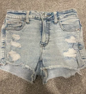 American Eagle Outfitters Light Wash Distressed Denim Shorts thumbnail 1