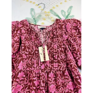 Universal Thread Womens Floral Pintuck Balloon Sleeve Mini Dress Burgundy XS‎ thumbnail 3