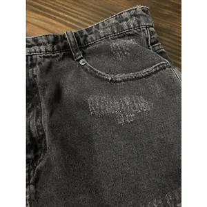 Free People Distressed Black Mini Skirt Size 10 Denim thumbnail 3