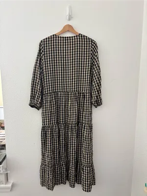 Petal & Pup black and tan gingham midi dress thumbnail 3