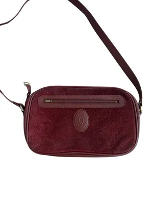 CARTIER Vintage Must Line Bordeaux Suede Calfskin Leather Crossbody Bag thumbnail 4