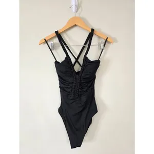 Soluna Lake Side Tie Back Swimsuit Large One-Piece in‎ Black Braided Detail NEW thumbnail 5