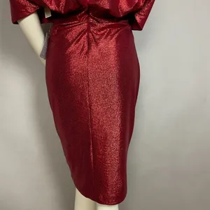Eliza J Cocktail Dress Capelet Sleeve NWT Ruched‎ Sparkly Red Draped Back Size 8 thumbnail 10