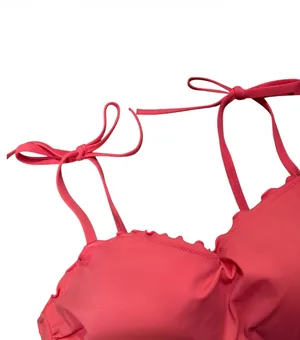 Shade & Shore Women’s 38C Coral Pink Ruffle Underwire Bikini Top NWT thumbnail 3