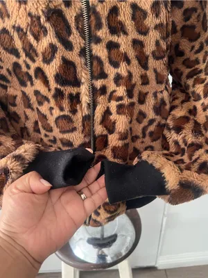 Leopard Faux Fur Bomber Jacket thumbnail 3