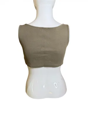 Princess Polly Olive Ribbed Square Neck Crop Tank thumbnail 4