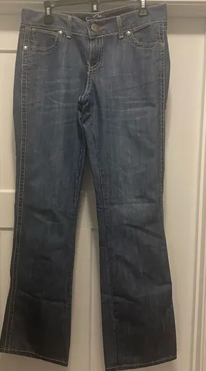 Wrangler Western Boot Cut Jeans Size 7/8 34" Cowgirl Flare Medium Wash Stitched thumbnail 1
