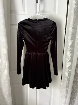 Oh Polly Black flattering Tera Velvet Square Neck Mini Dress corset bodice sz 2 thumbnail 9