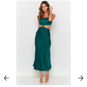 Beginning boutique forgiveness cut out satin dress in emerald thumbnail 12