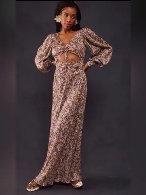 For Love & Lemons Lavender Wynne Floral Cutout Maxi dress NWT thumbnail 11