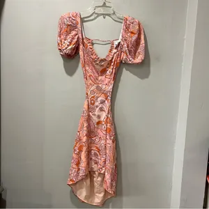 Sky To Moon Women’s Pink Peach Floral‎ Mini Dress Size Small Funky Boho 7… thumbnail 2