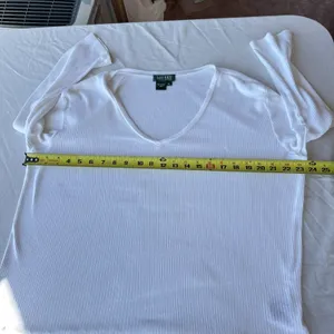 Vintage Y2K 100% Cotton Lauren Ralph Lauren Ribbed 3/4 Sleeve top Lettuce Hem thumbnail 8