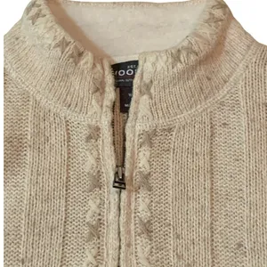 Woolrich Cross Stitch Wool Ramie Sweater Size M Ecru 1/4 Zip Boho Cottagecore thumbnail 4