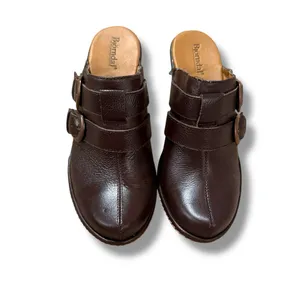 Bjorndal Juliana Brown Leather Slip‎ On Buckle Heeled Mules Sz 6.5 thumbnail 2