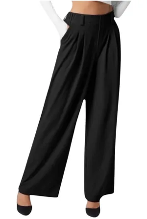 Halara High Waisted Plicated Side Pocket Wide Leg Waffle Work Pants Size L(Petit thumbnail 1