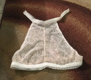 White halter mesh lace bra never worn thumbnail 2