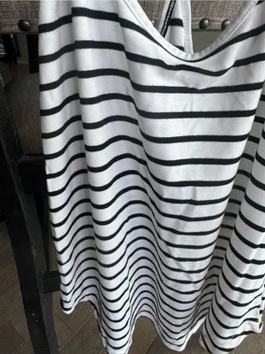 Women’s Striped White & Black Spaghetti Strap Tank Top thumbnail 2