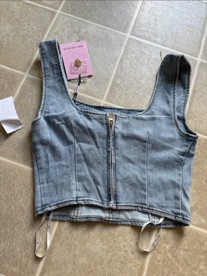 Avec Les Filles Light Blue Denim Mini thumbnail 5