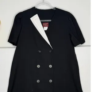 1990s Jeanette Maternities Black Minimalist Swing Dress Medium to Large thumbnail 5