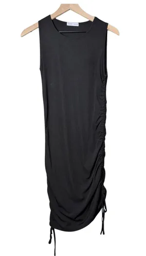 Romwe Black Dress Sleeveless Adjustable String Ruched Sides Size M thumbnail 1