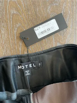 Motel Rocks Two-Tone Faux Leather Mini Skirt in Black and Brown thumbnail 3