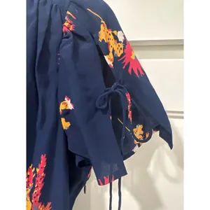 Madewell Women's poppy Print Mini Dress Short Sleeve Navy Blue silk Size 4 thumbnail 2
