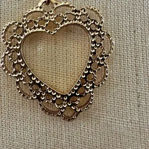 Gold tone open heart pendant necklace thumbnail 3