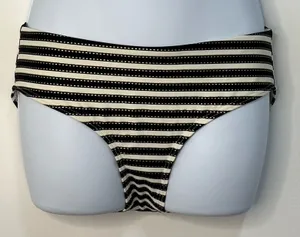 Nip‎ Tuck Swim Womens Size 6 Bikini Swimwear Bottoms Black White Stripe NWT thumbnail 1