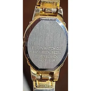 Elgin EK228-008 Quartz Women's Gold Tone Black Face Diamond‎ Accent Tank Watch thumbnail 12