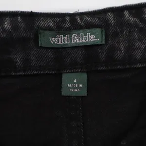 Wild Fable Acid Wash Black Pleated Denim Mini Skirt Skater Size 4 thumbnail 3