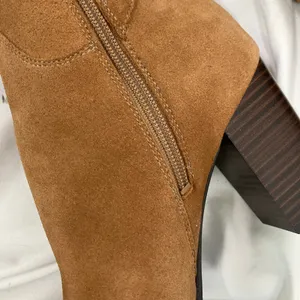 Sam Edelman Tan Suede OTK Boots 7 Leather‎ Heel Wrap Strap Tall Zip Buckle thumbnail 14