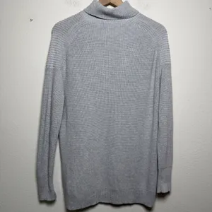 J.‎ Crew Women Cotton Cashmere Turtleneck Sweater Small Gray Shaker Knit Luxury thumbnail 4