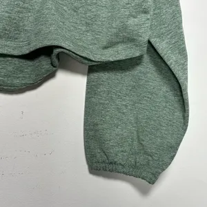 Z by Zella Womens‎ Medium Green Heathered Cropped Mock Neck Pullover Long Sleeve thumbnail 10