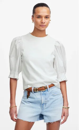 Madewell | NWT Puff-Sleeve Knit Top White | Sz‎ XS thumbnail 1
