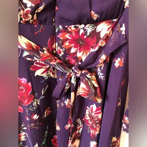 Lulus Always Yours Plum Purple Floral Print Long Sleeve Skater Dress Size L thumbnail 12