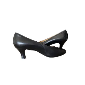 Gucci Signature Classic Black Leather Mid-Heel Pumps size 37 1/2 US 7.5 thumbnail 7
