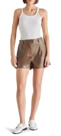 NWOT Steve Madden high wasted faux leather shorts women's size medium thumbnail 1