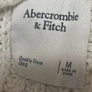 Abercrombie & Fitch White Crochet Knit Open Front Long Sleeve Cardigan Sweater M thumbnail 3