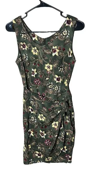 Vintage Tickets 90s Green Floral Print Wrap Dress‎ Size 5/6 thumbnail 1