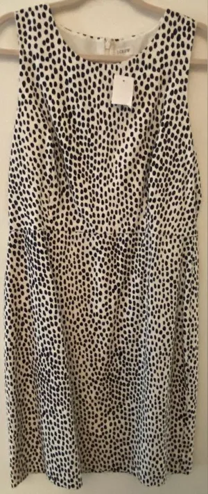 J.Crew Black White Speckled Sleeveless Dress Women's Sz 14 NWT NEW thumbnail 1