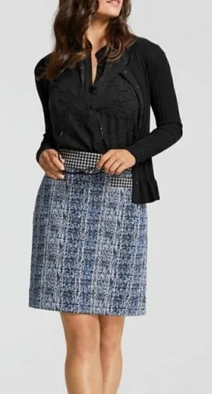 Cabi Reina Blue Matrix 21‎ Club A-Line Houndstooth Skirt 4 #5320 thumbnail 1