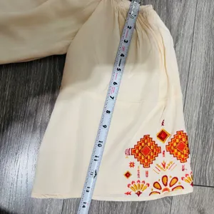 Lucky‎ & Blessed Cream Embroidered Off Shoulder Boho Western Dress Medium DR007 thumbnail 15