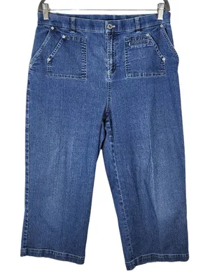 Erika Vintage Cropped Wide Leg Capri Jeans Size 12 Vintage Mom Jeans thumbnail 1