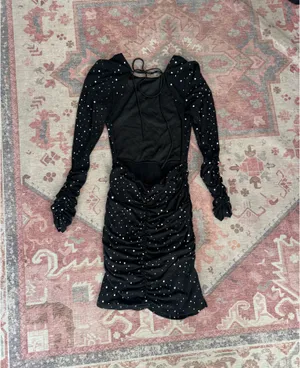 Lucy in the Sky Black and Silver Polka Dot Dress thumbnail 2